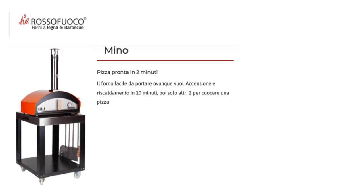 FORNO A LEGNA MINO CON CARRELLO E SET ATTREZZI