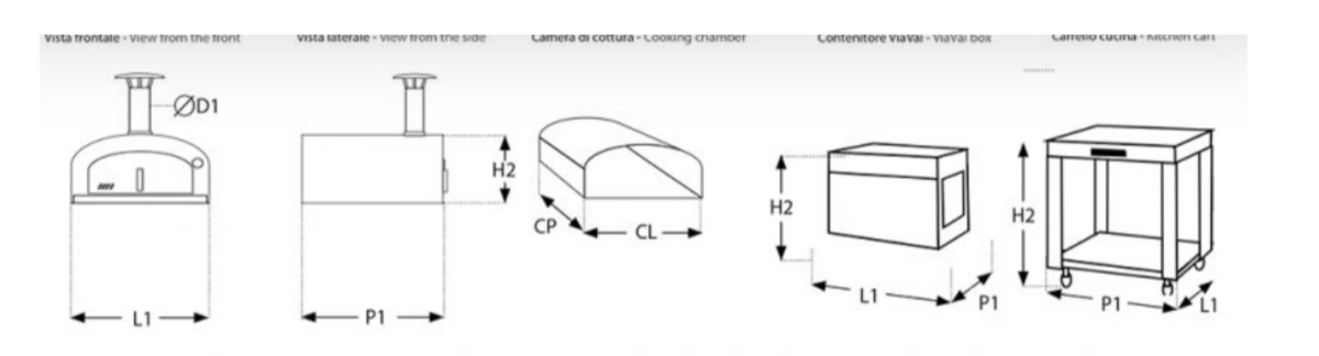 FORNO A LEGNA MINO CON CARRELLO E SET ATTREZZI