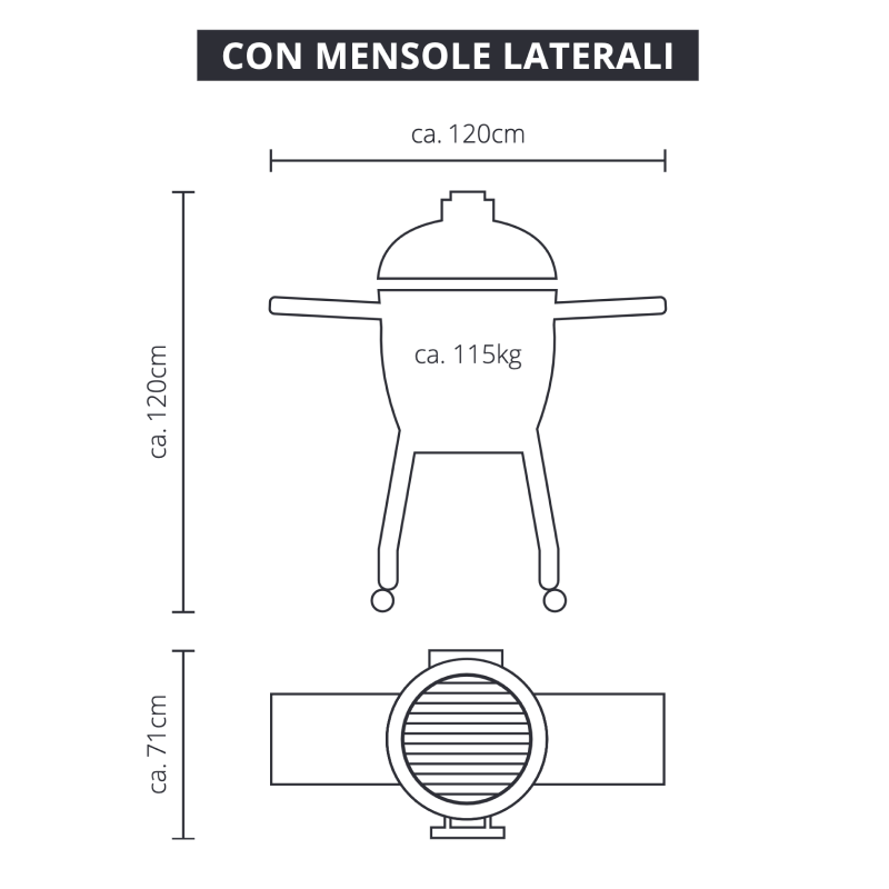 Bbq Kamado Monolith Classic Nero Carrello